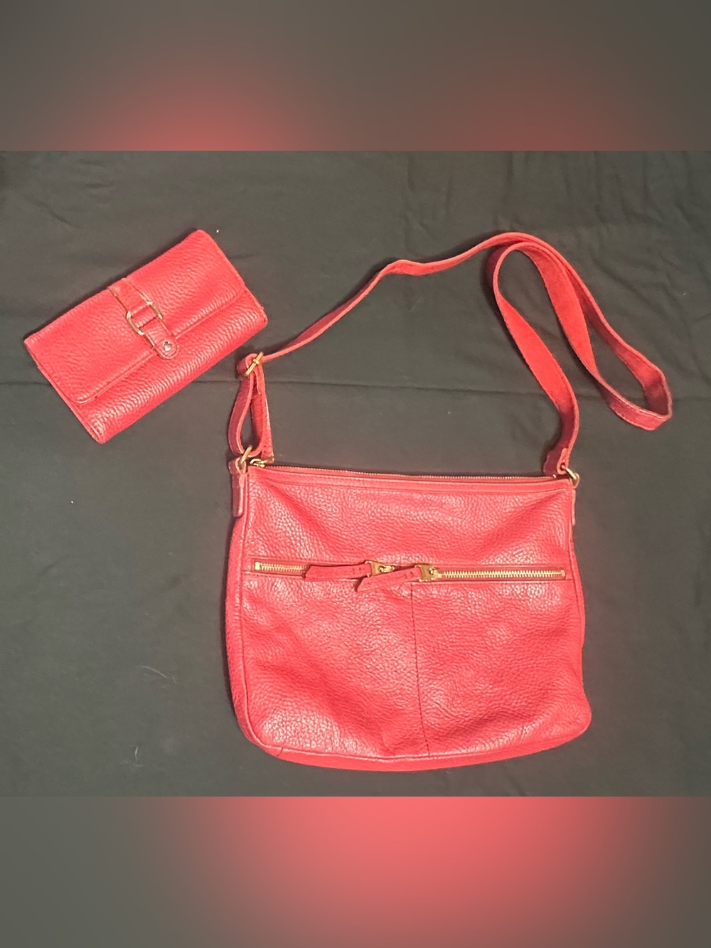 Fossil Red Leather Crossbody Purse with Wallet
